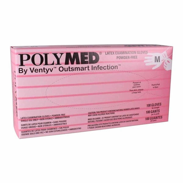 Polymed Disposable Gloves, Latex, M, 1000 PK, Ivory PM103 - main